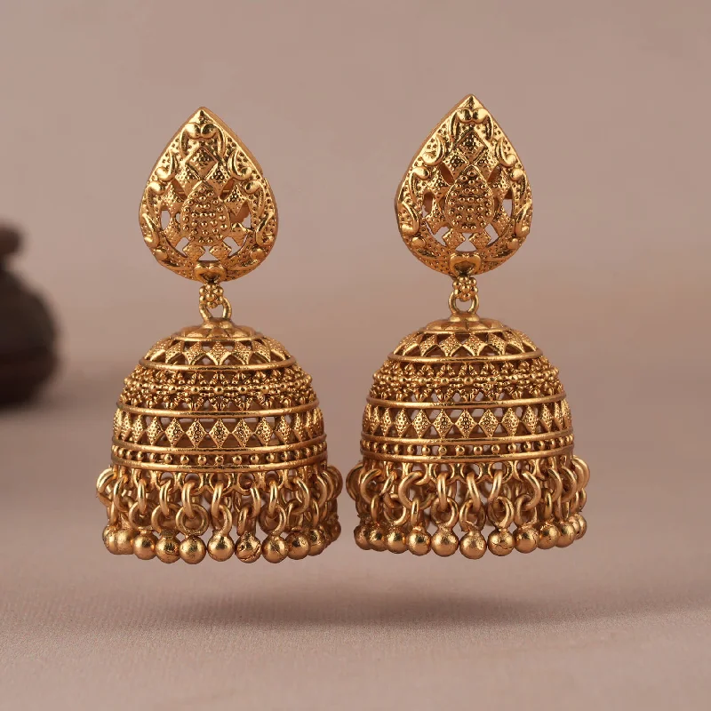 Cute antique gold balls jhumka earring