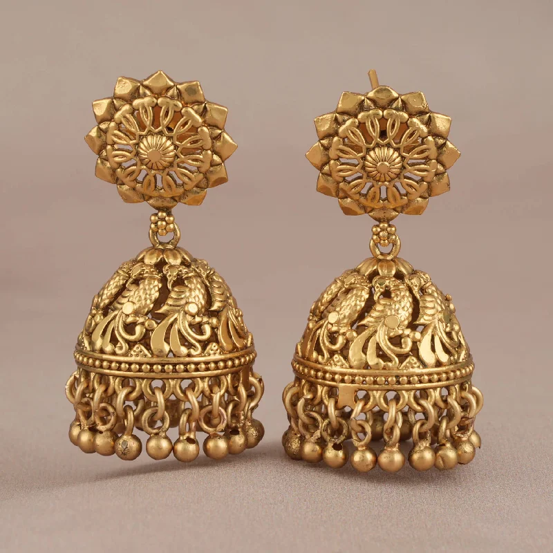 Cute antique gold plated plain jhumka earring