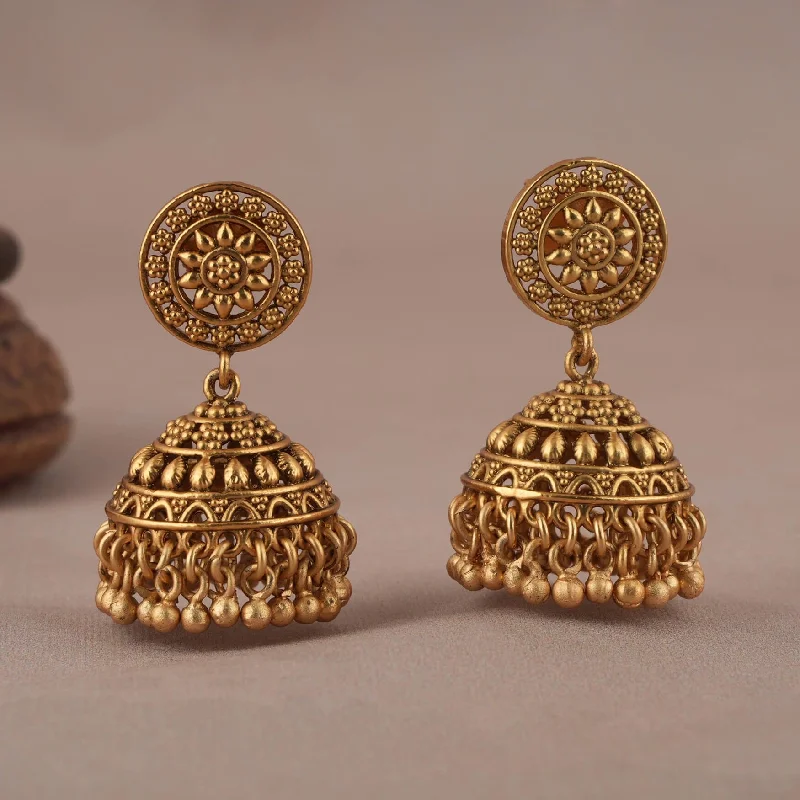 Cute plain gold plated jhumka earring