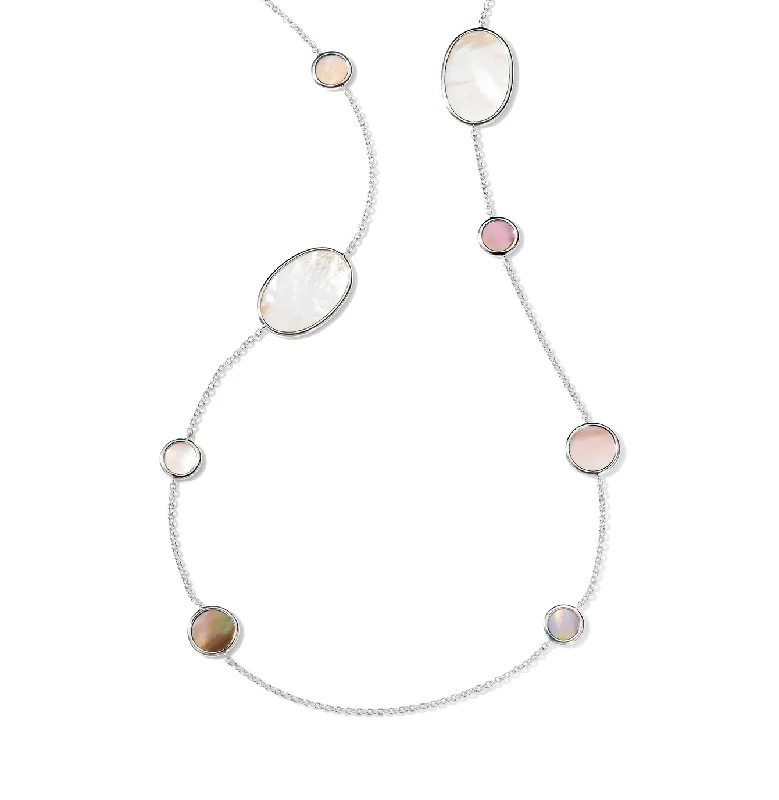 IPPOLITA Polished Rock Candy Sterling Silver Oval Station Necklace in Dahlia