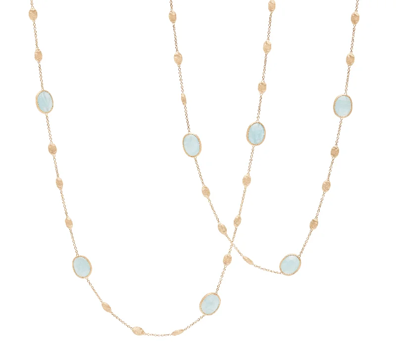 Marco Bicego Siviglia Yellow Gold Aquamarine Long Necklace