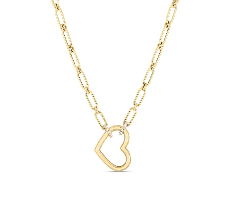 Roberto Coin Designer Gold Heart Diamond Necklace