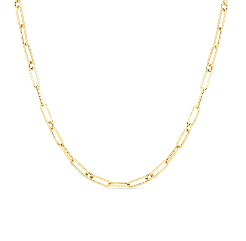 Roberto Coin Designer Gold Paperclip & Round Chain Necklace