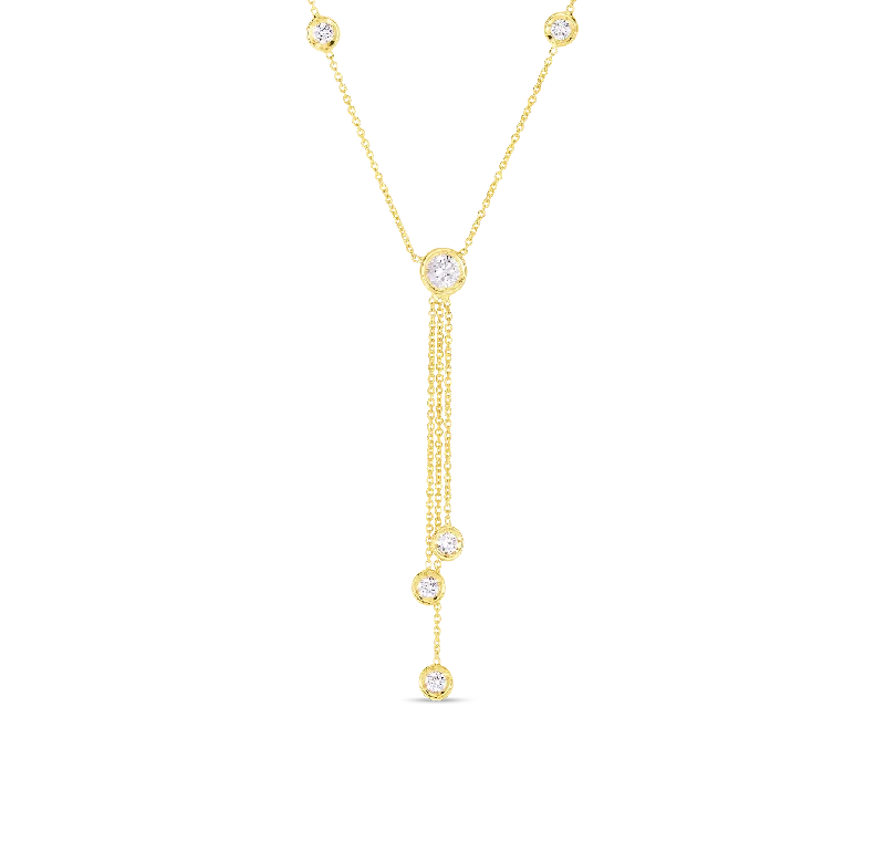 Roberto Coin Diamonds by the Inch Yellow Gold Triple Drop Necklace