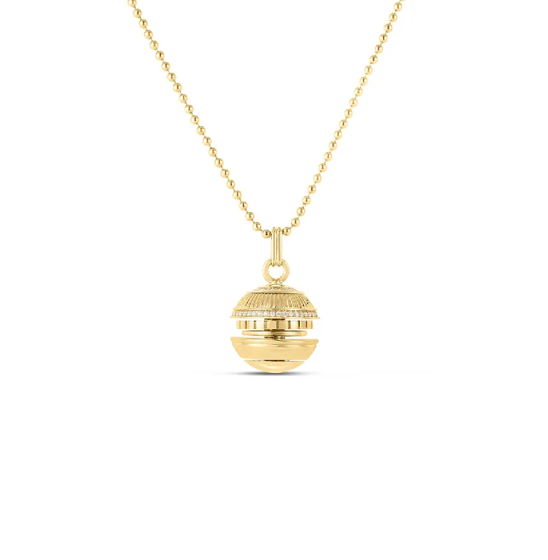 Roberto Coin Mosaic Yellow Gold Sphere Necklace with Diamonds