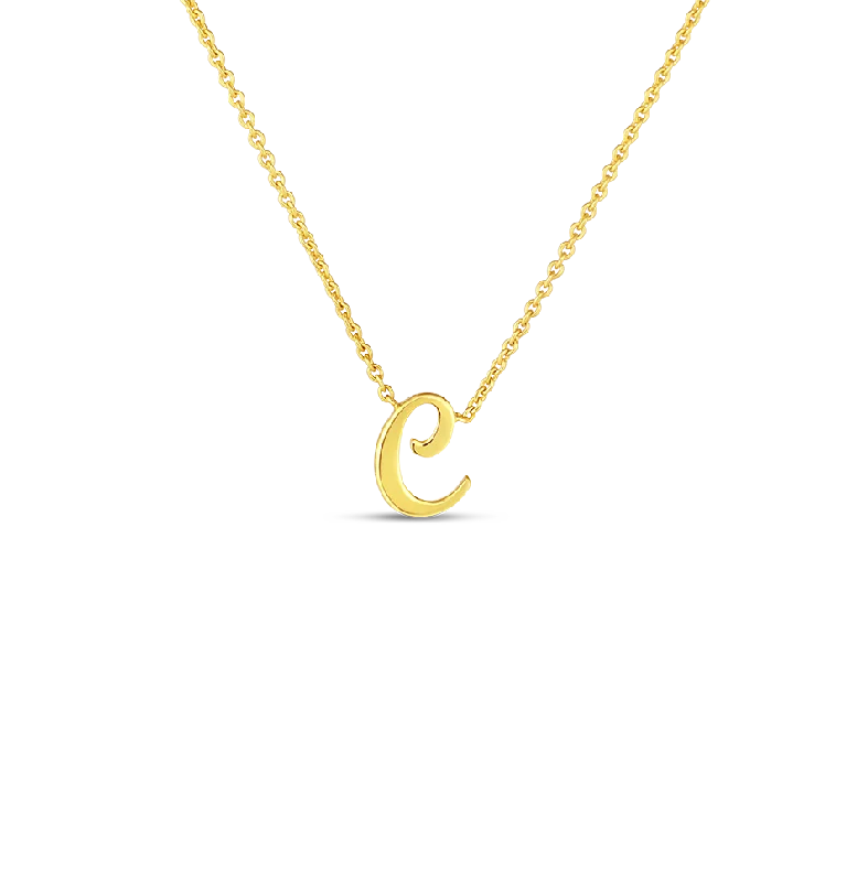 Roberto Coin Tiny Treasures Yellow Gold Script Initial "C" Necklace