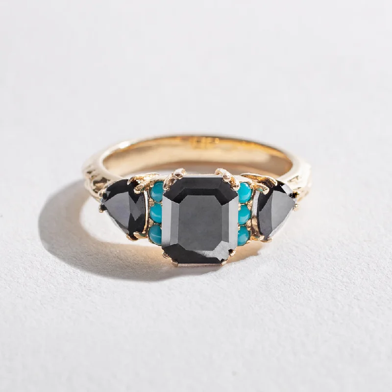 BONADONNA ENGAGEMENT RING | 14K GOLD | BLACK DIAMOND & TURQUOISE