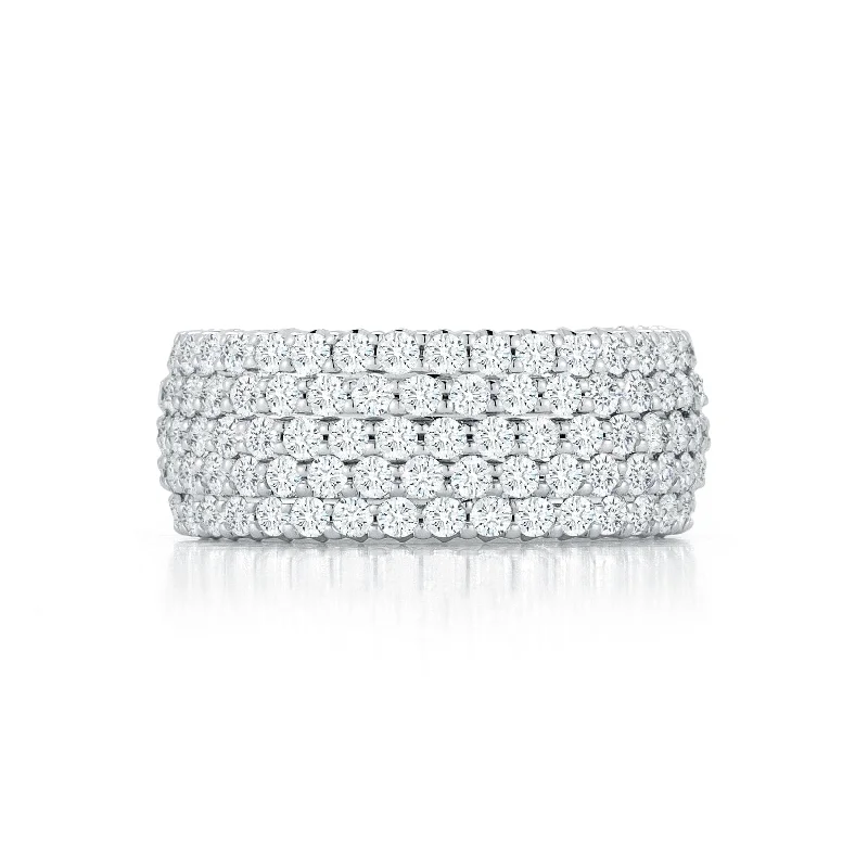 18K White Gold 5 Row Diamond Eternity Band