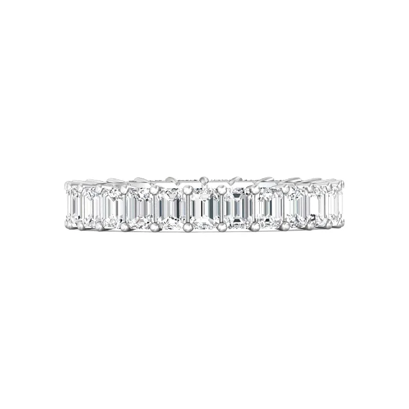 Platinum Emerald Cut Diamond Shared Prong Eternity Band