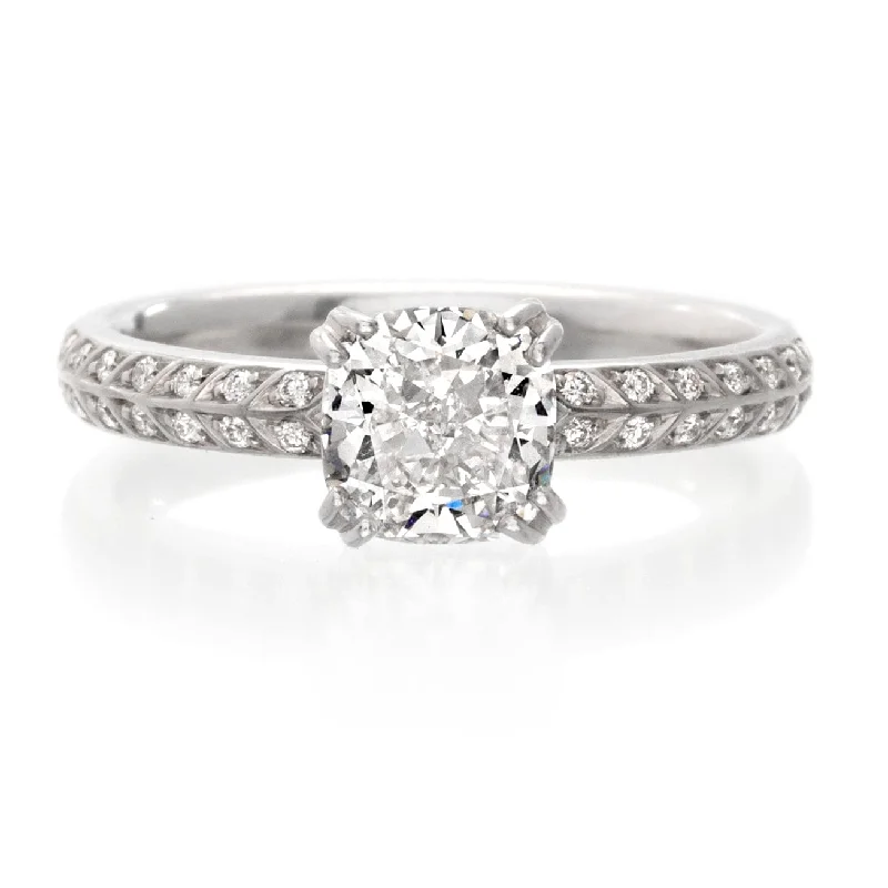 Platinum Cushion-Cut Solitaire Engagement Ring