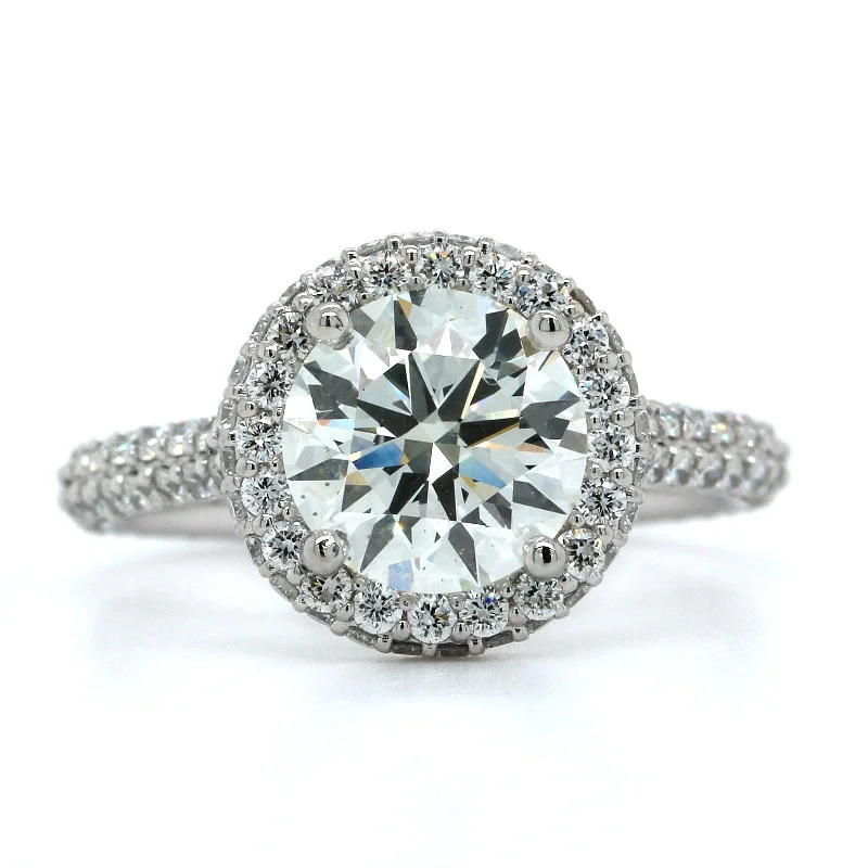 Platinum Round Diamond Halo Engagement Ring