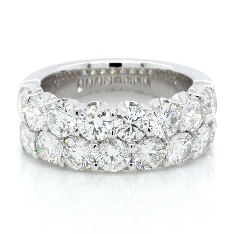 18K White Gold Double Row Diamond Band