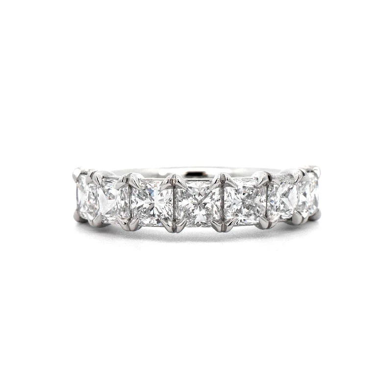 Platinum 7 Stone Cushion Cut Diamond Band