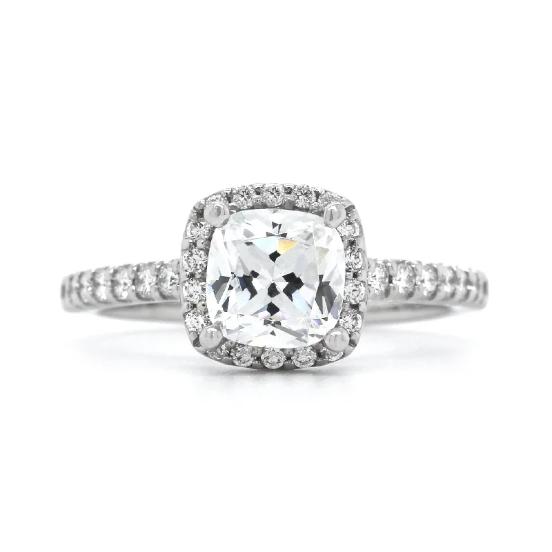 Platinum Cushion Halo Engagement Ring Setting