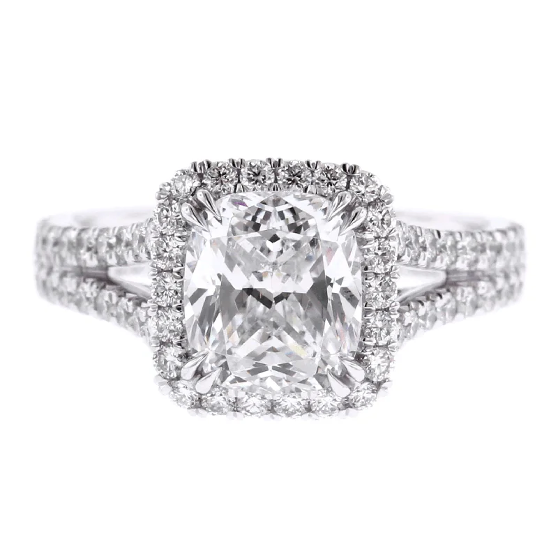 Platinum Halo Cushion Engagement Ring Setting