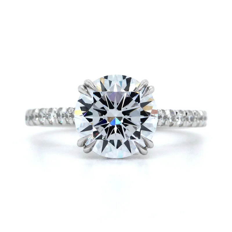 Platinum Double V Prong Diamond Engagement Ring Setting