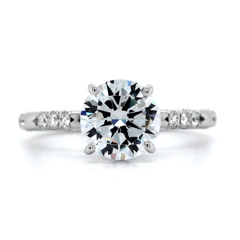 18K White Gold Cluster Diamond Engagement Ring Setting