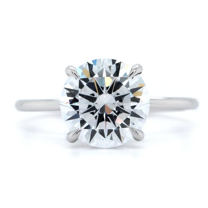 Platinum Round 4 Prong Solitaire Engagement Ring Setting