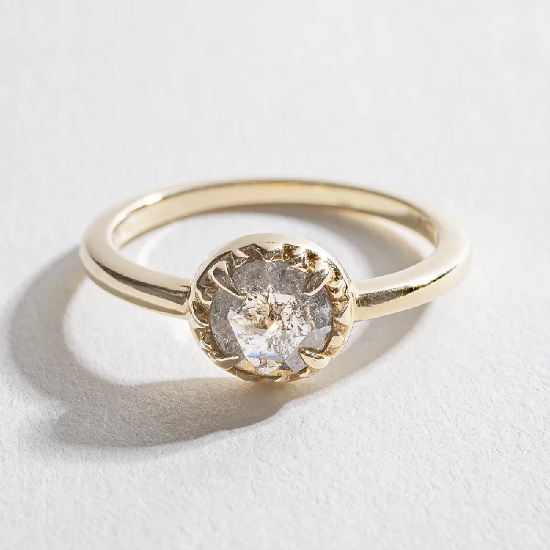 MATRIX HALO ENGAGEMENT RING | 14K GOLD | SALT & PEPPER DIAMOND