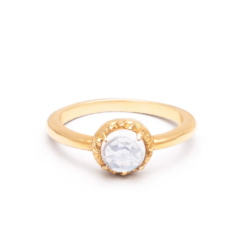 MATRIX HALO ENGAGEMENT RING | 14K GOLD & MOONSTONE