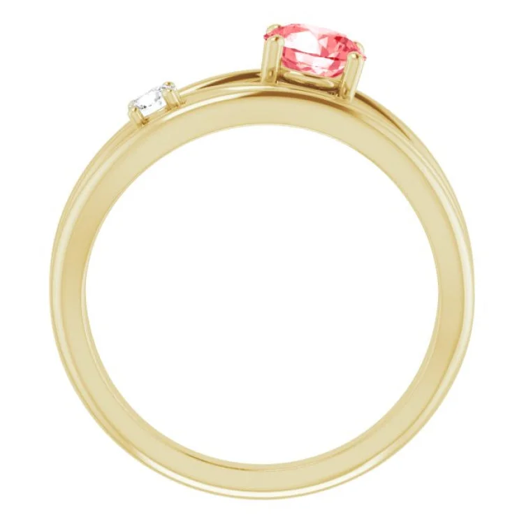 14K Yellow 5/8 CTW Pink & White Lab-Grown Diamond Ring