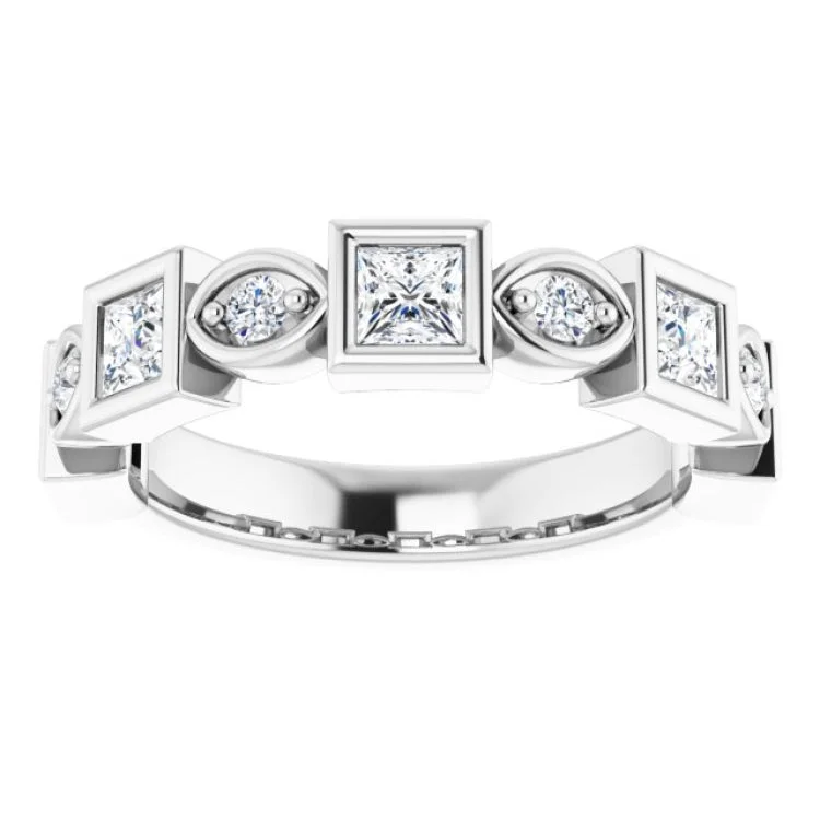 14K White 9/10 CTW Natural Diamond Anniversary Band