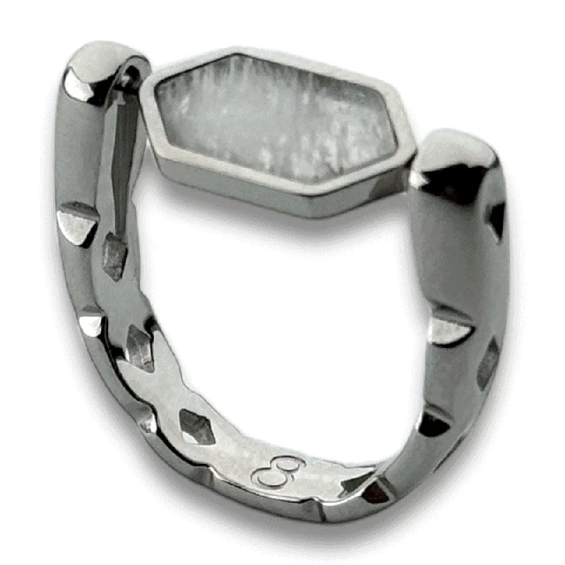 Silver CrownCut Crystal Hexbar Fidget Ring