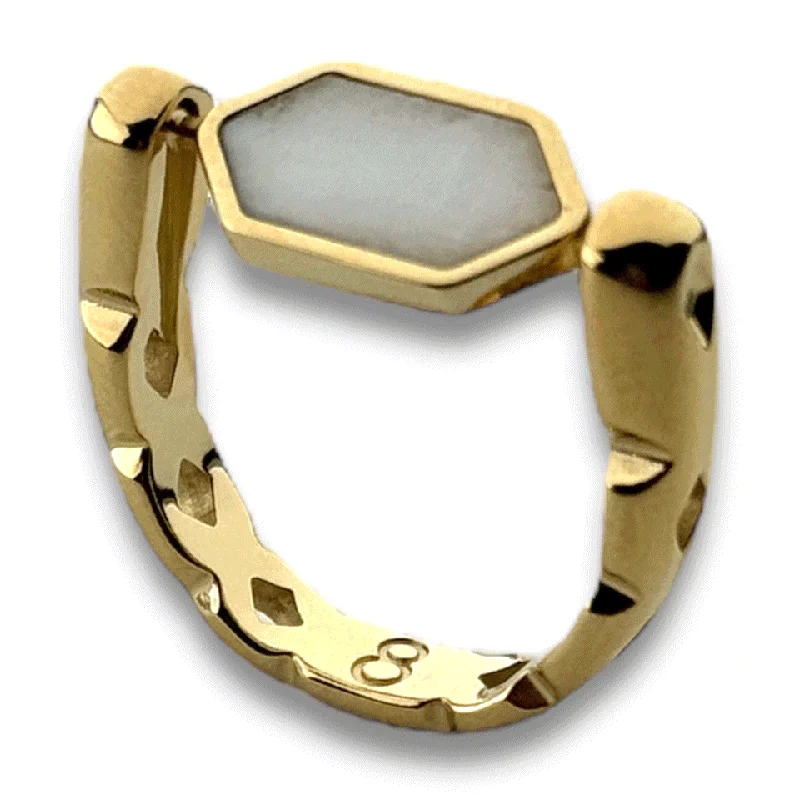 Gold CrownCut Crystal Hexbar Fidget Ring