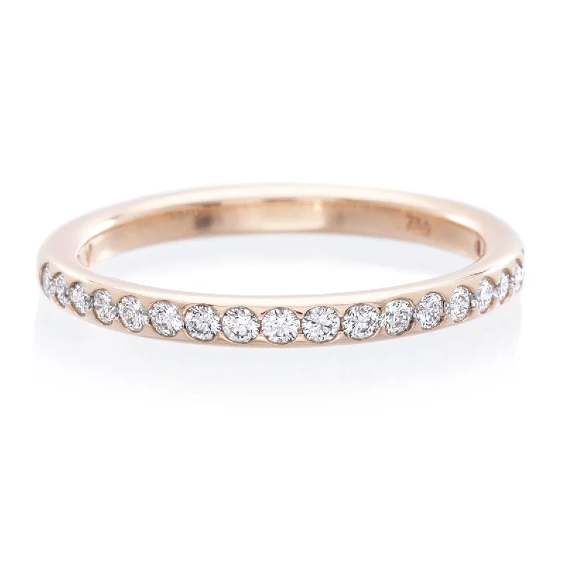 18K Rose Gold Shared Prong Diamond Wedding Band