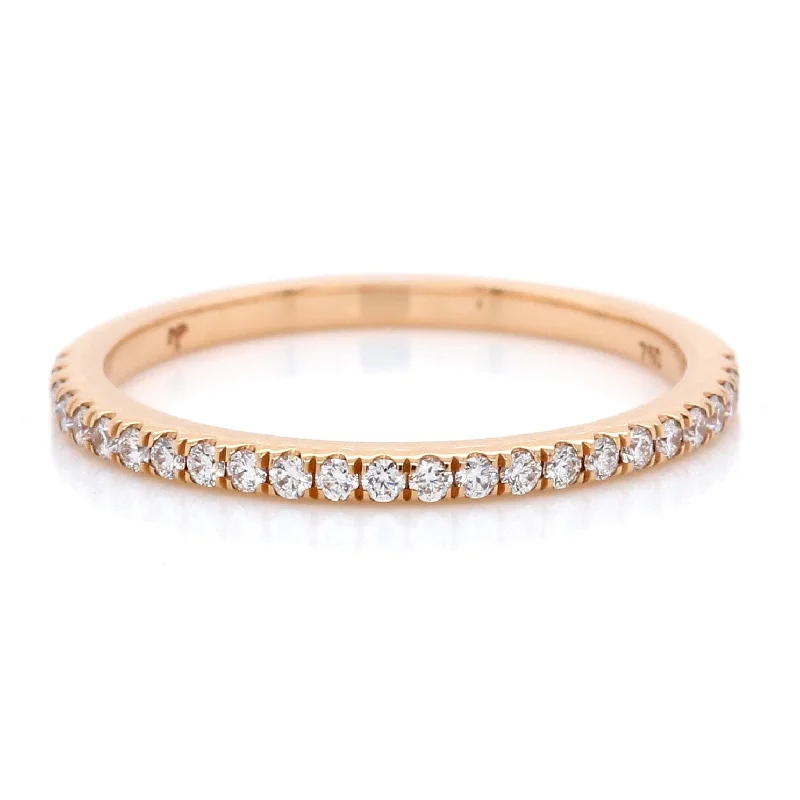 18K Rose Gold Micro Pave Diamond Wedding Band