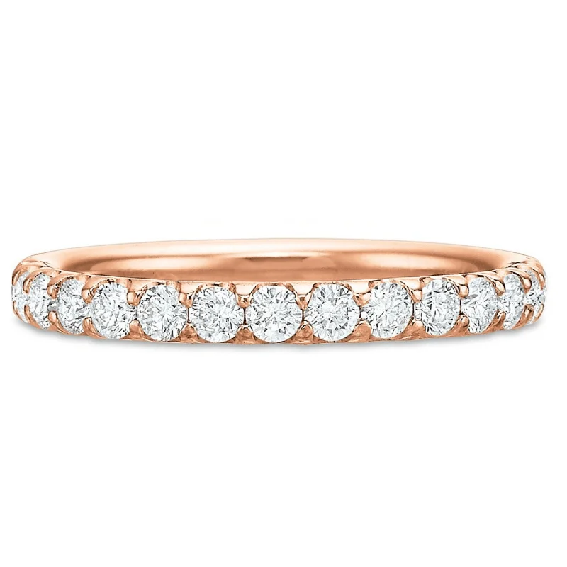 18K Rose Gold Comfort Fit Prong Set Eternity Band