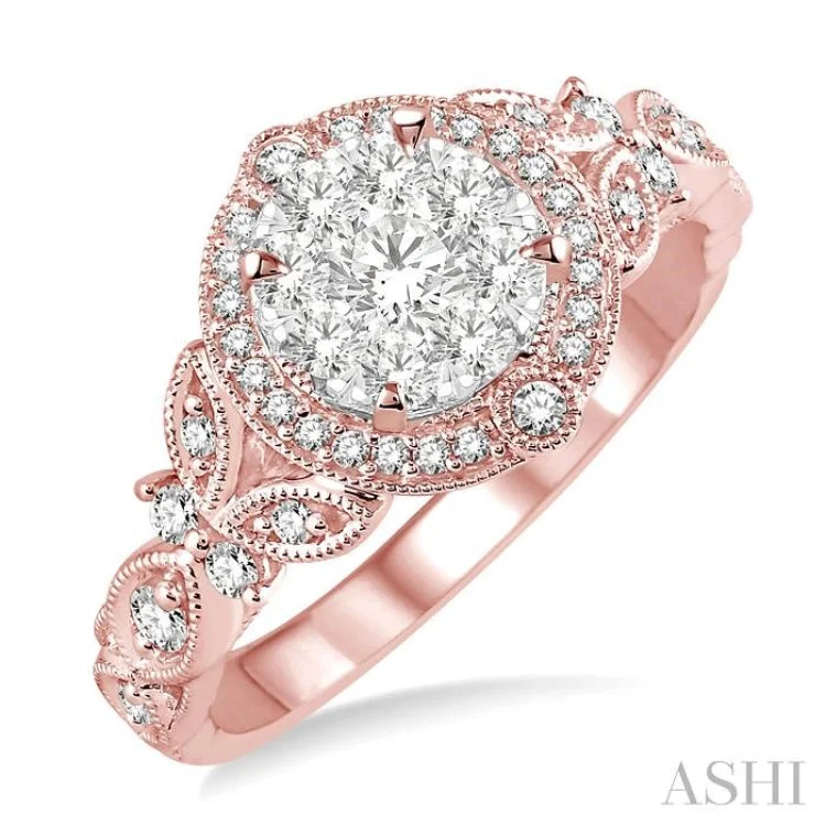 5/8 Ctw Diamond Lovebright Engagement Ring in 14K Rose and White Gold