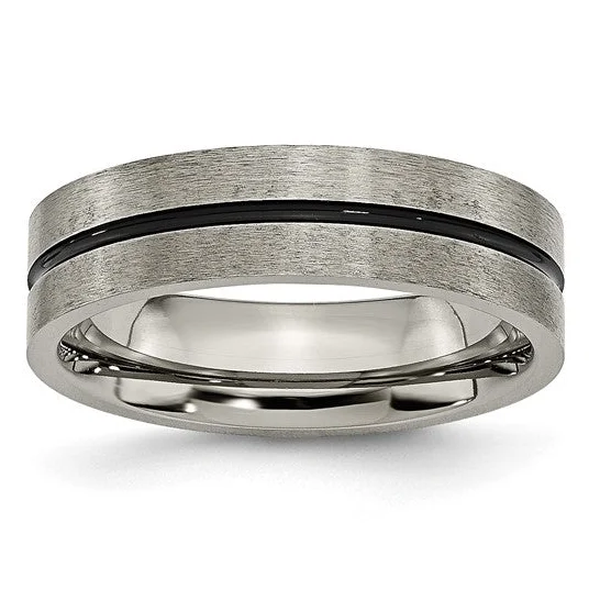 Black Enameled Accented Band