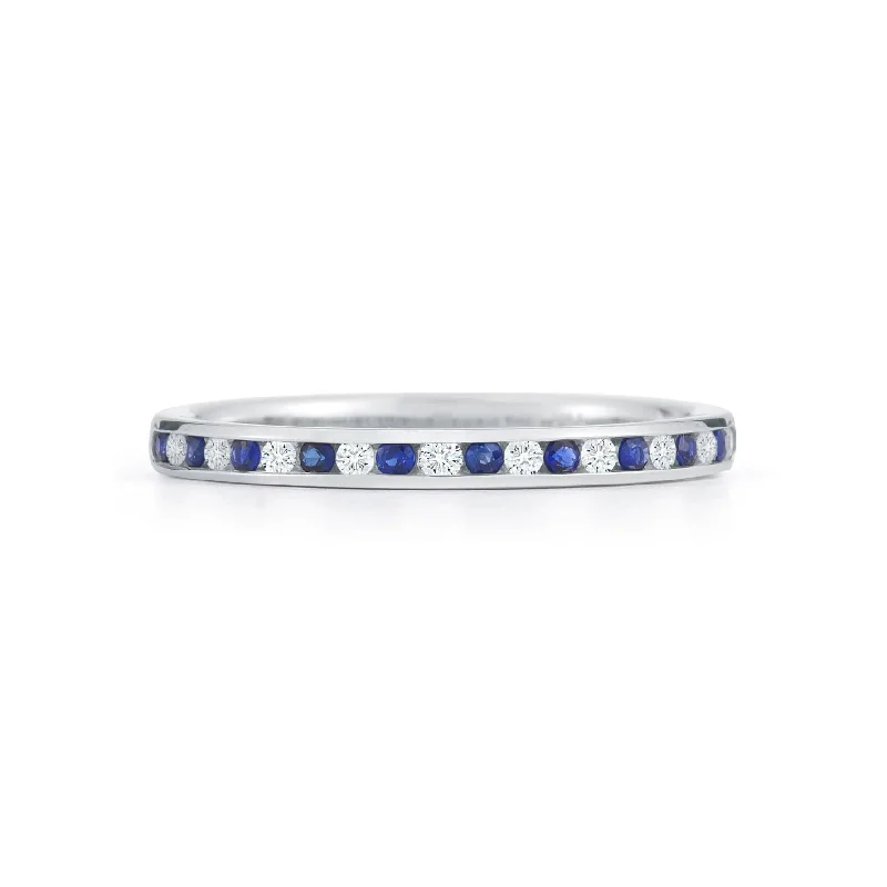 18K White Gold Sapphire and Diamond Wedding Ring