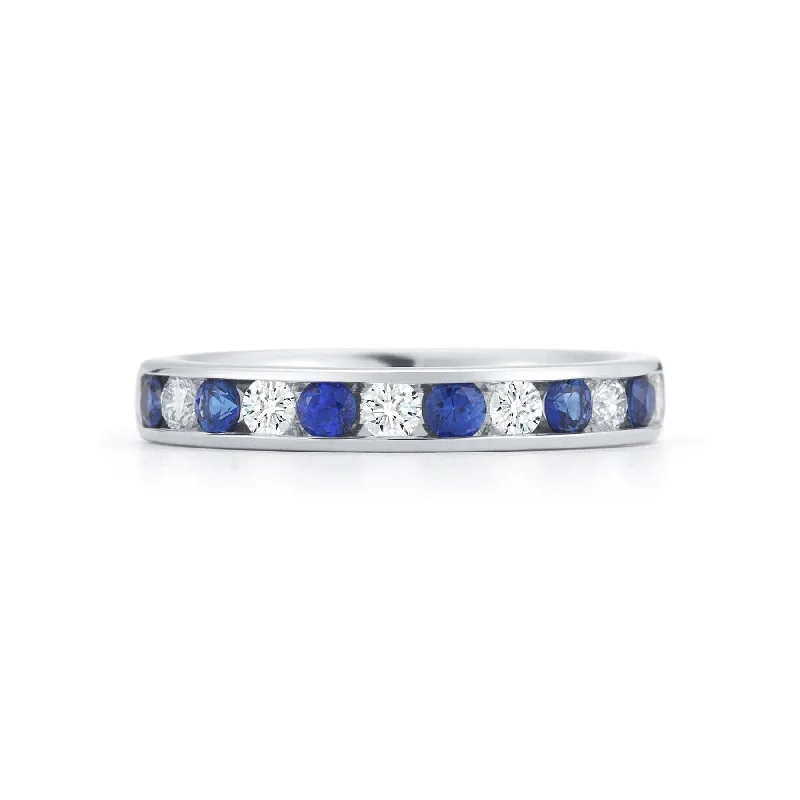 18K White Gold Sapphire and Diamond Wedding Ring