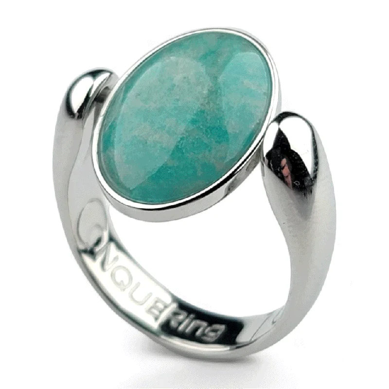 Silver AlaDune Oval Crystal Fidget Ring