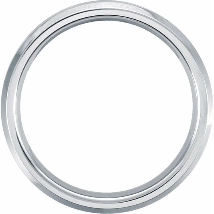 White Tungsten 6 mm Beveled-Edge Band Size 12.5