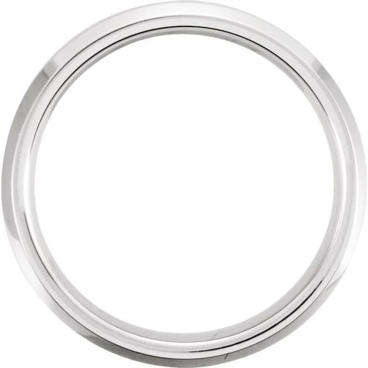 White Tungsten 6 mm Satin & Polished Beveled-Edge Band Size 9