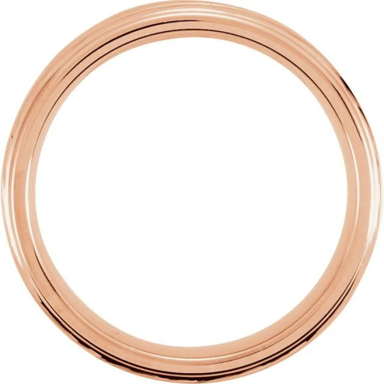 18K Rose Gold PVD Tungsten 4 mm Satin and Polished Edge Band Size 10.5