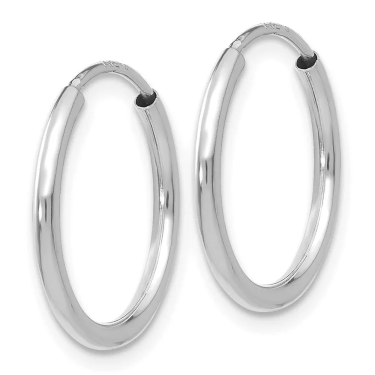 14k White Gold 1.5mm Polished Endless Hoop Earrings