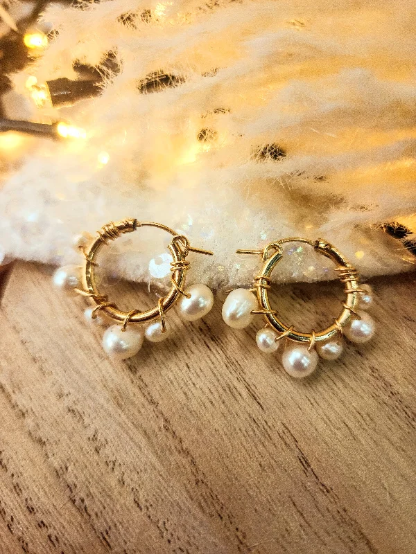 Holiday Pearl Hoops