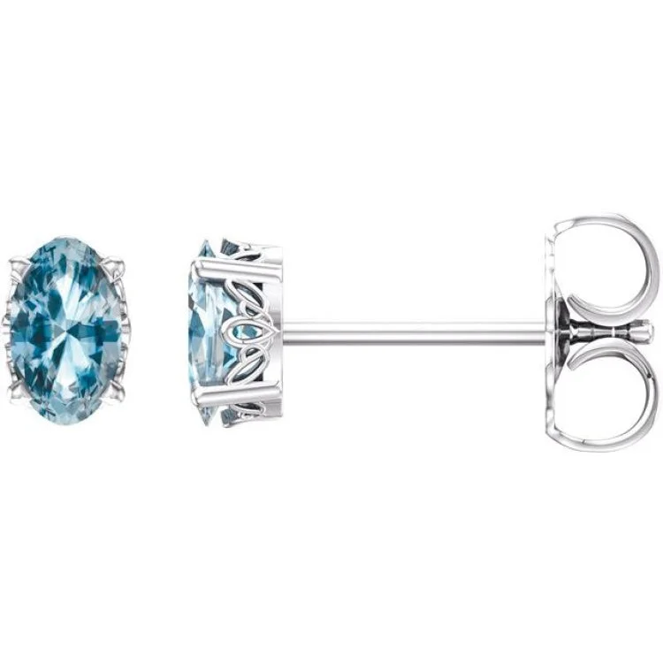 14K White Natural Sky Blue Topaz Earrings