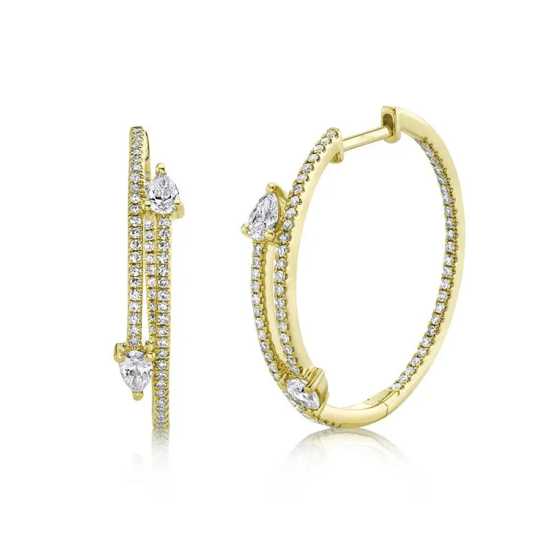 Pear Diamond Hoops