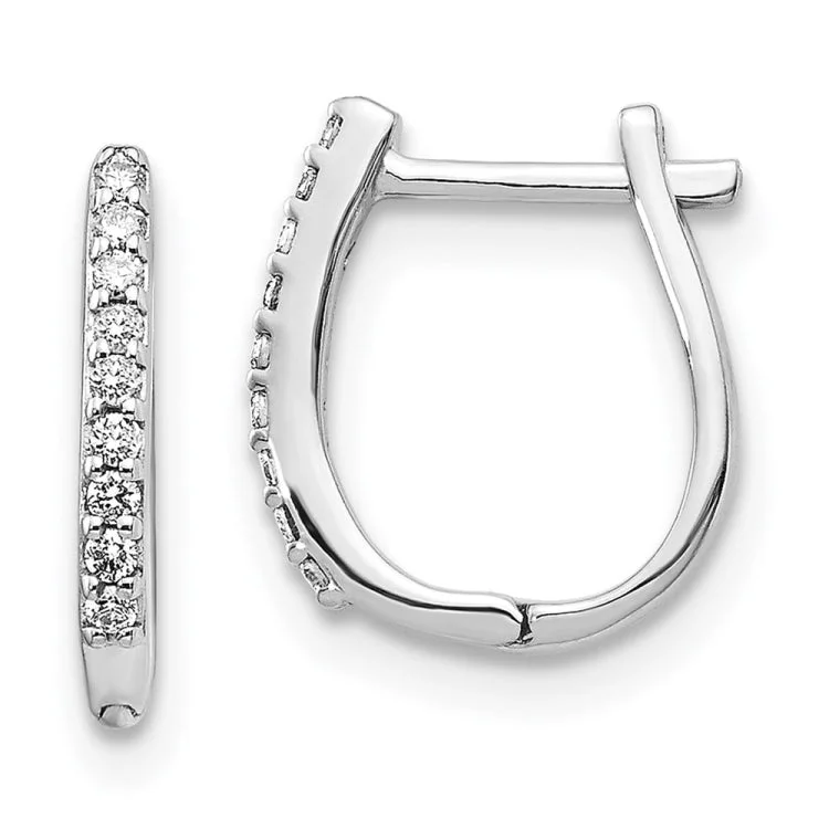 14k White Gold Diamond Hinged Hoop Earrings