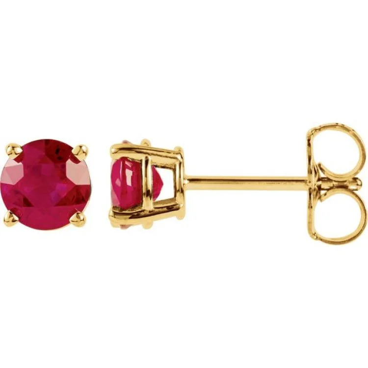 14K Yellow 5 mm Natural Ruby Stud Earrings