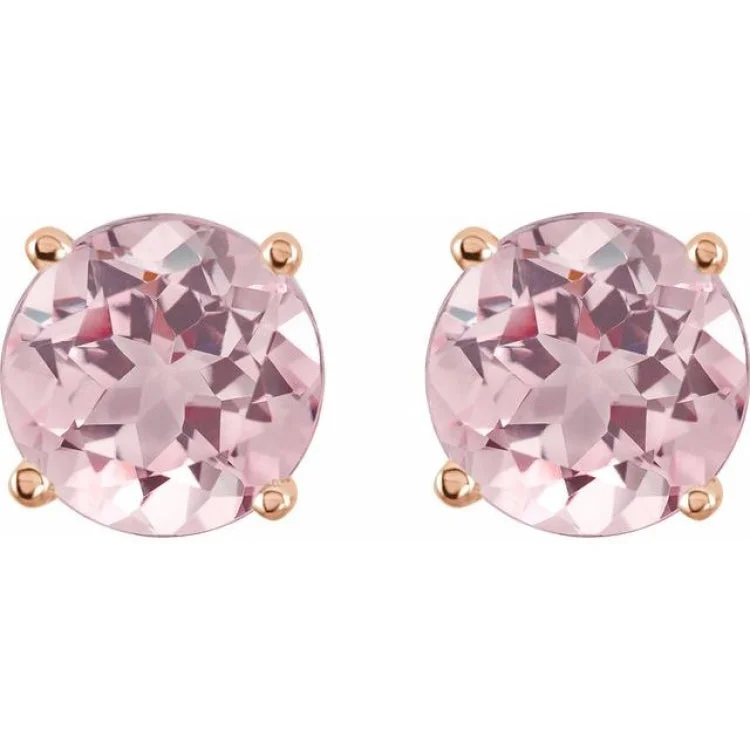 14K Rose 5 mm Natural Pink Morganite Stud Earrings