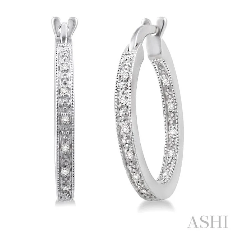 1/10 Ctw Single Cut Diamond Hoop Earrings in Sterling Silver