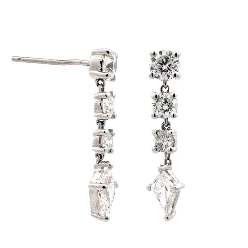 Platinum Kite Cut Diamond Drop Earrings