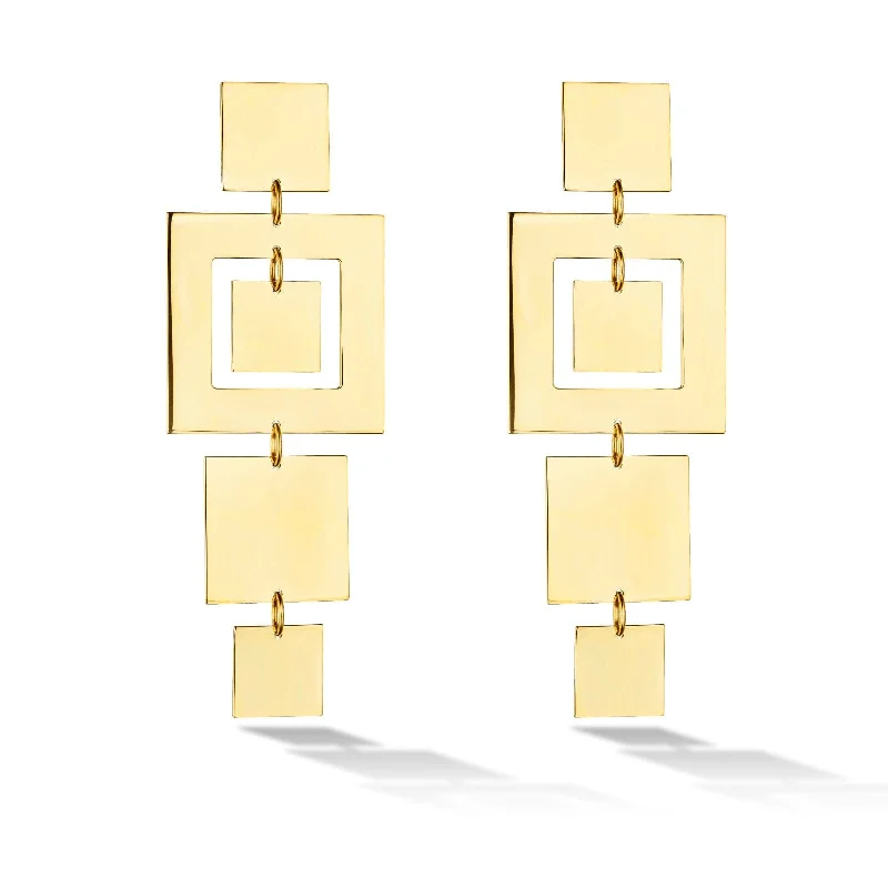 Cadar 18K Yellow Gold Square Foundation Drop Earrings