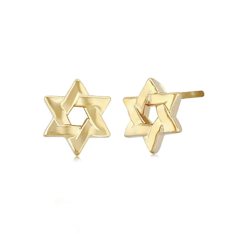 14K Yellow Gold Small Star of David Studs